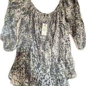 Express Black and Gray Patterned Blouse